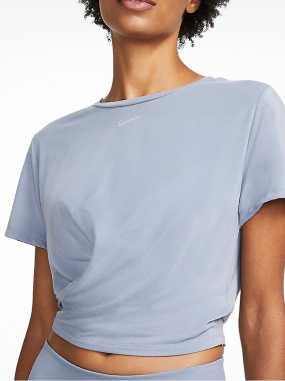 Nike baby blue twisted wrap top size small